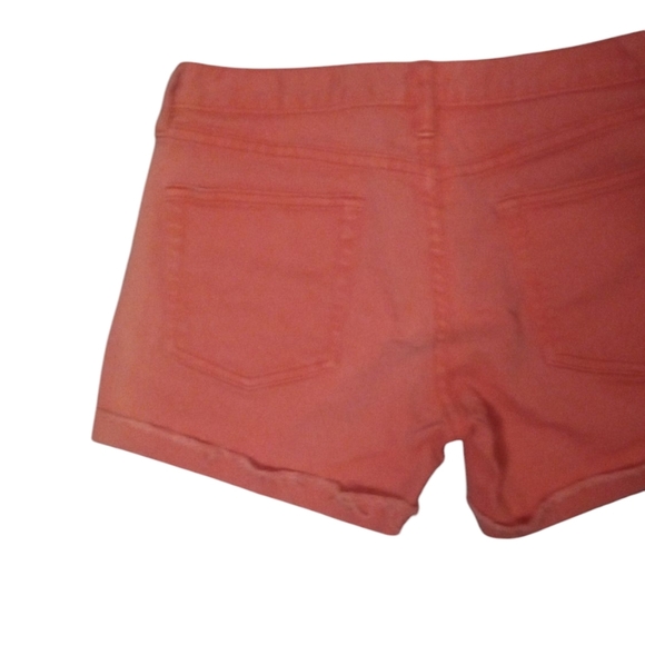J. Crew Bright Melon Orange Stretch Button Fly Denim Hipslung Shorts Size 4 - Picture 6 of 9